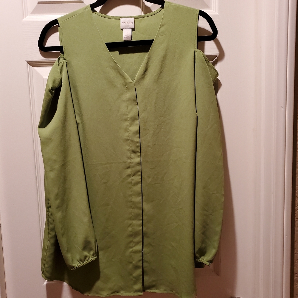 Cold Shoulder blouse by Chico’s,  size 2 (L)